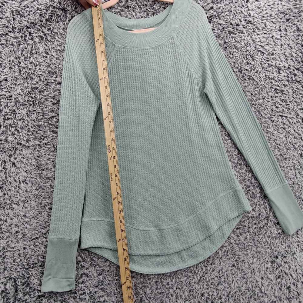 prAna Women Gorpcore Athleisure Sheeba Waffle Knit Top L Sage Green Thermal Cozy - Picture 3 of 16